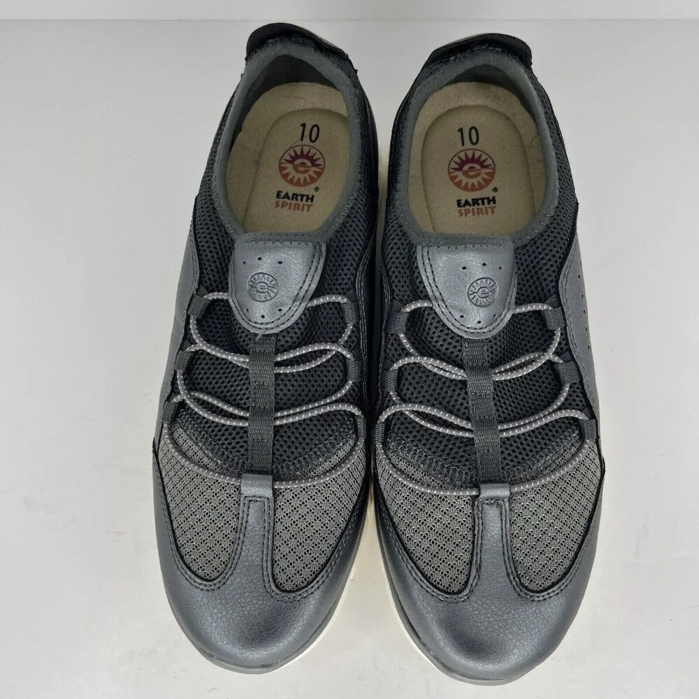 Earth Spirit Metal Gray Casual Slip-On Comfort Loafers Womens Size 10 Shoes